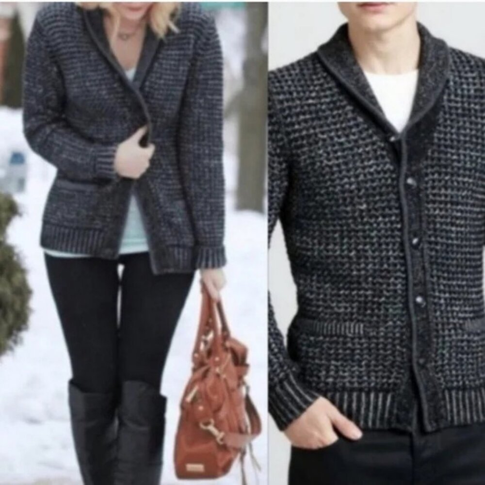 RAG & BONE Mens Neiman Marcus Black White Cardigan Wool Blend Sweater Medium